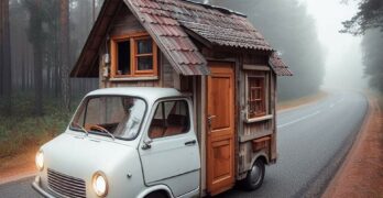 Tiny Wooden House on a Classic Pick Up